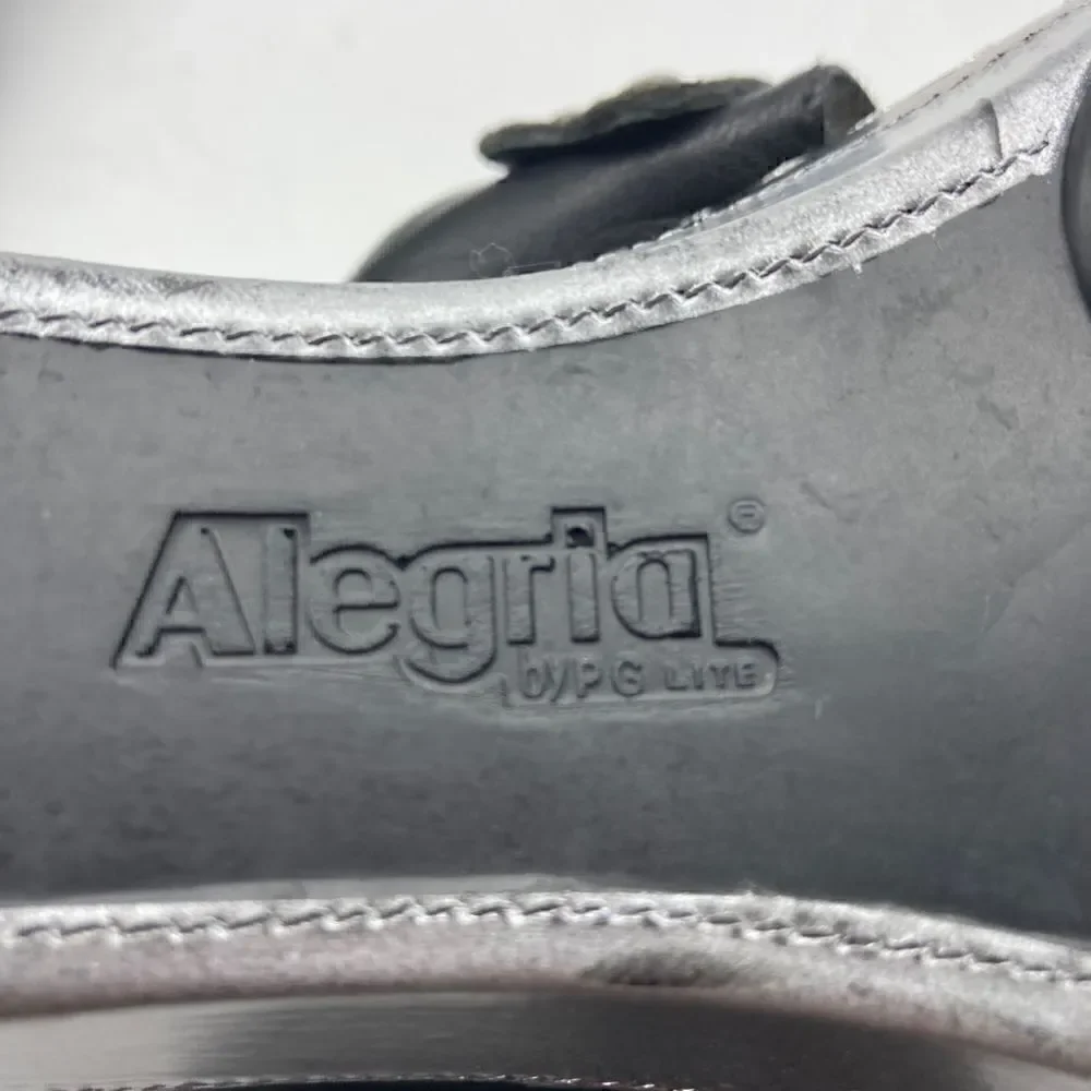 Alegria LOL-601 Black Leather Wedge Sandals Size 38-7,5